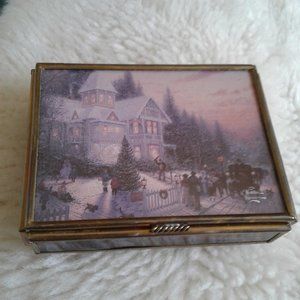 *  Thomas Kinkaid Vintage Glass/Metal Trinket Box